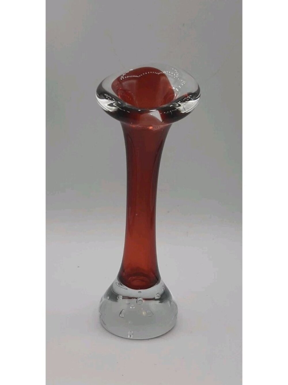 Vintage Swedish Aseda Glasbruk Ruby Red Art Glass Jack in the Pulpit Vase